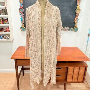 Johnny Was Lace and Eyelet Jacket Cardigan Ecru One Size Worn Once